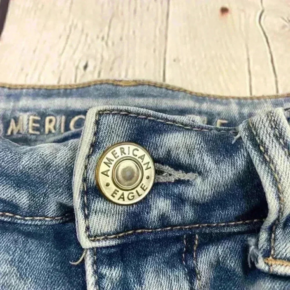 Blue Stretchy Denim Cut Off Shorts Distressed Sz 0 Next Level American Eagle - Picture 10 of 10